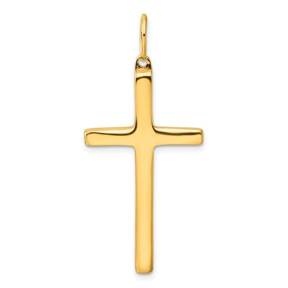 Kazi Luxury Sterling Silver Gold-tone Polished Cross Pendant - Picture 3 of 4
